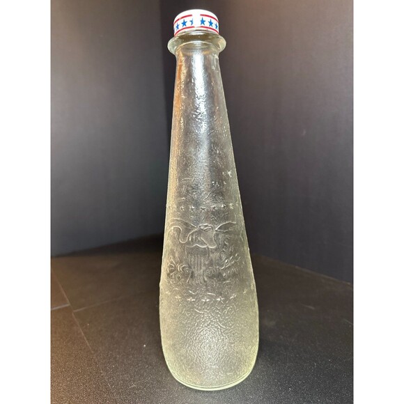 Vintage George Washington Embossed Glass Bottle w/ Stars Cap 11" Patriotic - Picture 3 of 9